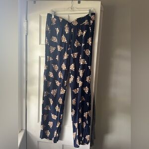 LOFT Navy Floral Wide Leg Pants